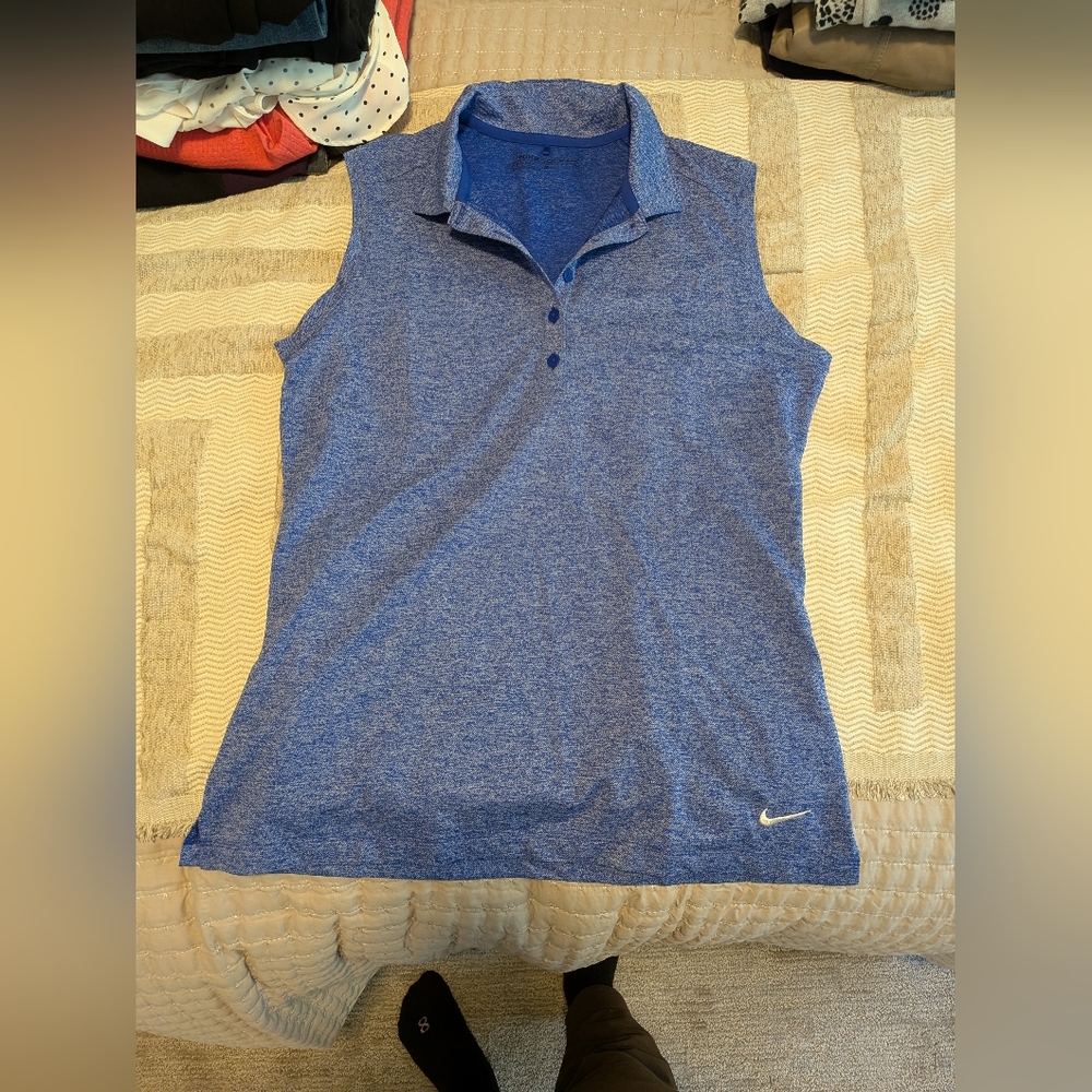 Nike Blue Muscle Tee with Collar